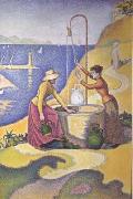 Paul Signac Women at the Well (Young Provencal Women at the Well) (mk06) Sweden oil painting artist